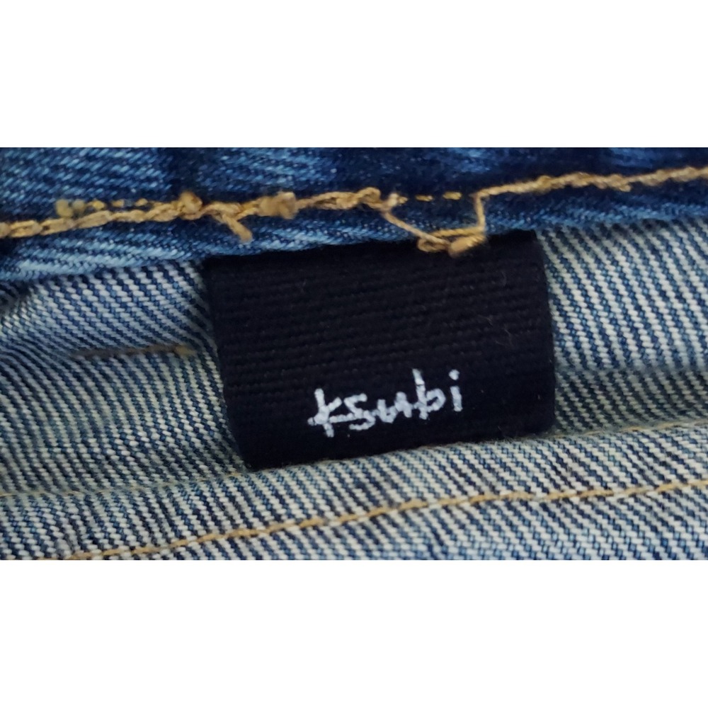 Ksubi‎ Women's Denim Mini Skirt Blue, Size 29 Raw Hem Snap Pockets - Picture 9 of 12